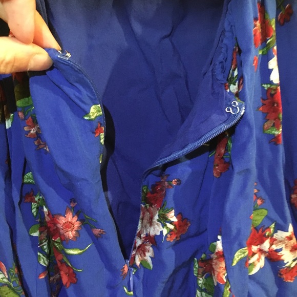 Lulu’s Royal Blue Floral Print Mini Dress Skater - Picture 7 of 8